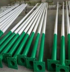 Green painted street poles